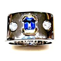 Ring Sommer Woman Anni '80 in White Gold Zaffiro blu 0.59 Ct ZAF CT 0.59 DIA CT 0.15 H/VS - ZAF CT 0.59 DIA CT 0.15 H/VS